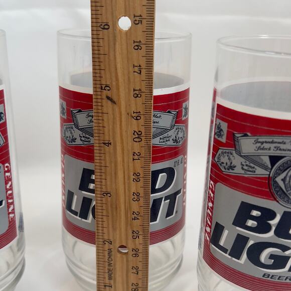 Vintage Bud Light Logo Beer Drinking Glass Tumbler Set of 4 16oz - Picture 4 of 11